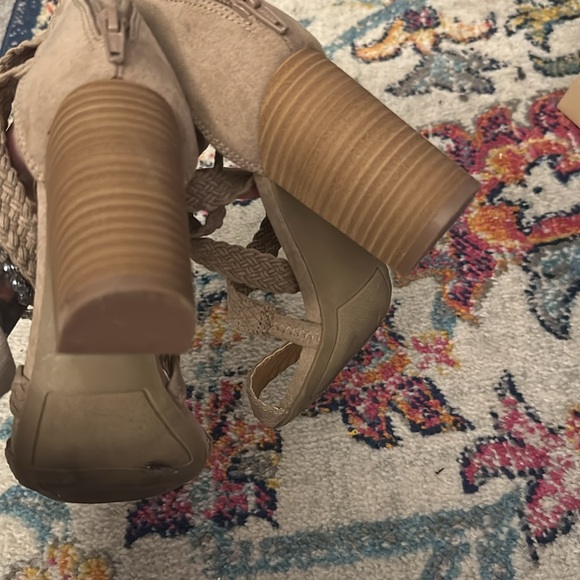 Lauren Conrad // taupe braided heeled sandals